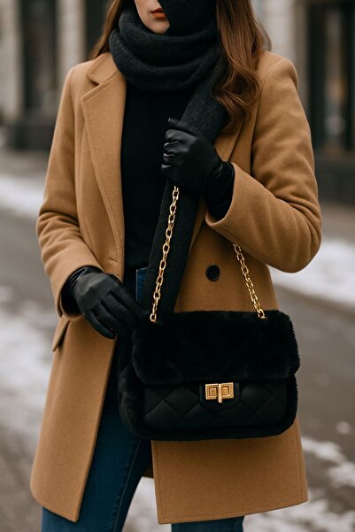 PAKENTIA CO حقيبة يد وكتف مزينة بالفرو (مع ضمان)