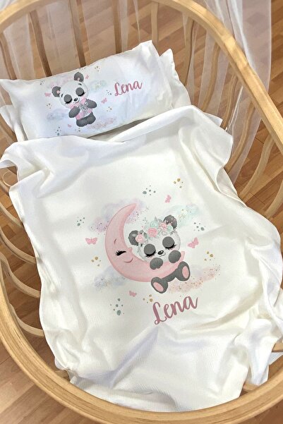 Homamia Isme Özel Pike Seti 70x120 Anne Yanı Ve Park Yatak Pembe Panda