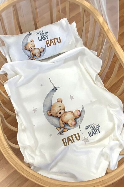 Homamia Isme Özel Pike Seti 70x120 Anne Yanı Ve Park Yatak Aydaki Ayı