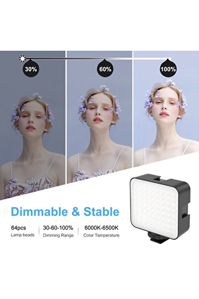 Tianya Fotograf ve Video için Mini 64 LED Light 5 Watt 800 Lümen Işık Canon Nikon Sony Fujifilm Olympus