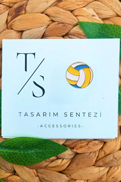 Tasarım Sentezi Rozet Metal Broş Voleybol Topu Spor Manşet Smaç File Volleyba...