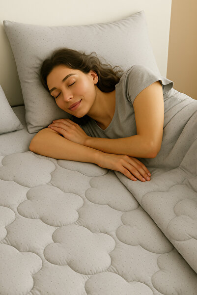 homewell %100 Pamuk Vücut Isısını Dengeleyen Hipoalerjenik Rahat Uyku Pedi Gri