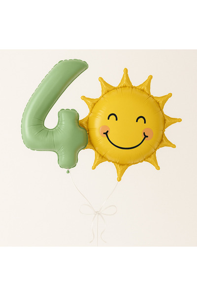 Partifabrik Sun Balloon Sage Green 1 Year Bunch 2 Pieces