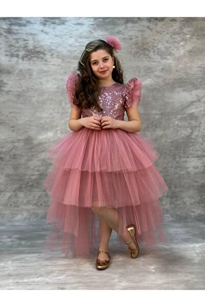 BİLGEN Style Rochie elegantă pentru fetiță, cu cataramă, paiete, fundă și coa...