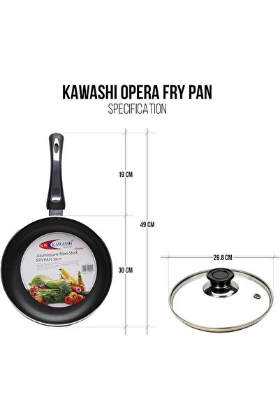 Kawashi Opera 30cm Non-Stick Aluminum Frying Pan with Glass Lid