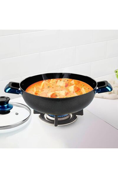 Kawashi 30cm Premium Non-Stick Aluminum Wok Pan with Glass Lid