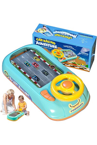 REZZOSS لعبة عجلة قيادة موسيقية للأطفال، لعبة سباق سيارات محاكاة للأطفال الصغار مع صوت، لون أخضر