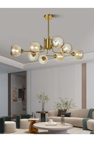 RFAN Candelabru, Model N6802-8, Cu Abajururi, 8 X E27, Auriu