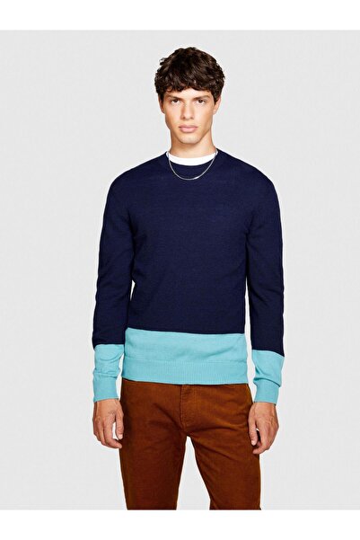 Sisley Ανδρικό πουλόβερ Colorblock Μάλλινο Πουλόβερ με λαιμόκοψη 323A117GT102H-SIS901