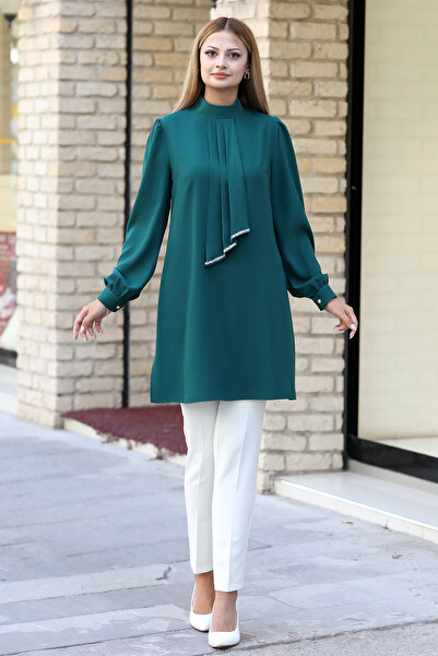 Raika Moda Işıltı Taş Detaylı Büyük Beden Tesettür Tunik