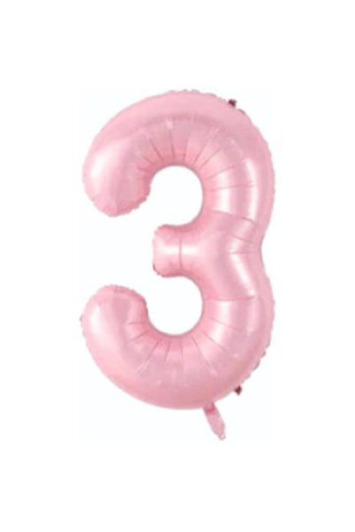 Trend Hediye Sepeti Folyo Balon 3 Rakamı Helyum Balon 76 Cm Pembe Renk - 3 Ya...