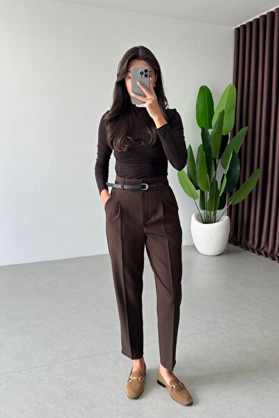 ECEMİ Kozy Kahve Kemerli Havuç Pantolon