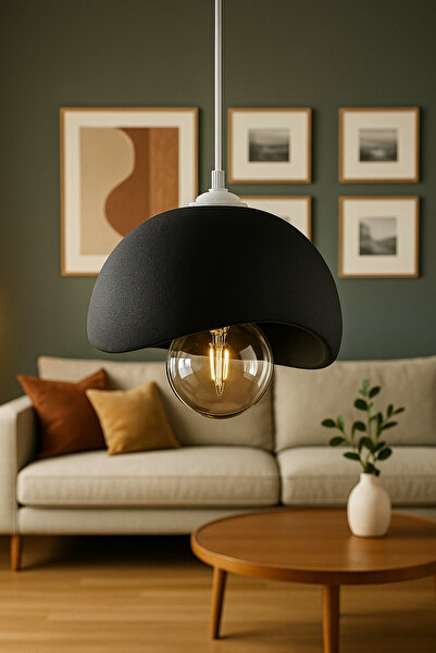 Shoprit Siyah Beton Görünümlü Modern Sarkıt Avize, Vegan, Toz Tutmayan Salon, Oturma odası, Çocuk Odası