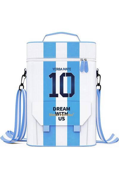 CUOPRU مجموعة يربا ماتي الفاخرة الأرجنتين رقم 10، حقيبة محمولة مزدوجة الطبقات مقاومة للماء لزجاجتين من النبيذ