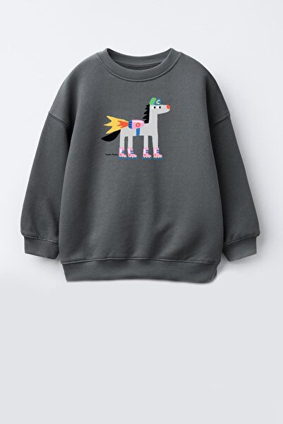 Monila Унисекс детска блуза с принт от 3-слоен памук