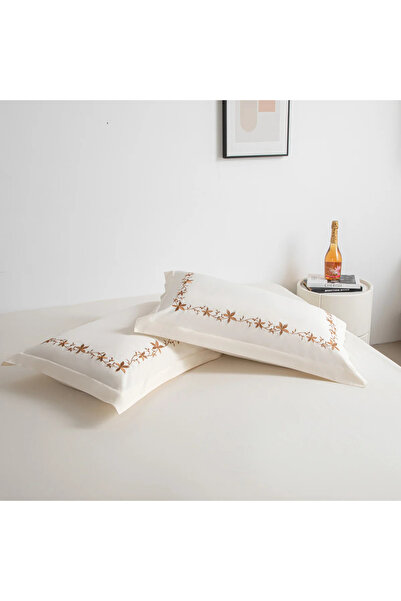 Alhabib bedding Fahda summer single and a half bed sheet, luxurious cream, embroidered, number of pieces: 5