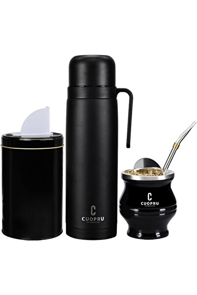 CUOPRU مجموعة يربا ماتي من الفولاذ المقاوم للصدأ الفاخر، قرع، زجاجة معزولة سعة 33.8 أونصة، حاوية، بومبيلا،