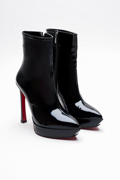 Ayakkabı Ateşi Γυναικείες μπότες με φερμουάρ με τακούνι Pileras Μαύρο λουστρίνι