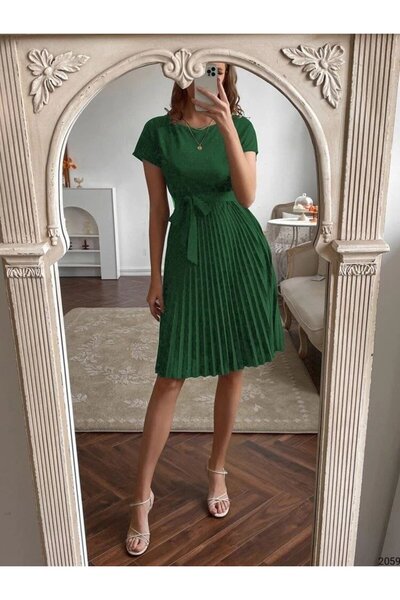 merlavin Rochie din țesătură creponată cu talie pliată (culoare)