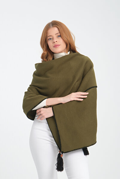 Cebe Tasseled Interlock Shoulder Shawl – Fisherman Stitch Women's Shoulder Accessory - Shoulder Shawl