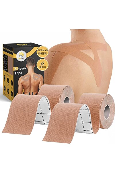 RIGID FITNESS شريط كينسيولوجي × قطعتين - أشرطة كينسيو مقاومة للتعرق مع التصاق ياباني قوي - أحمر