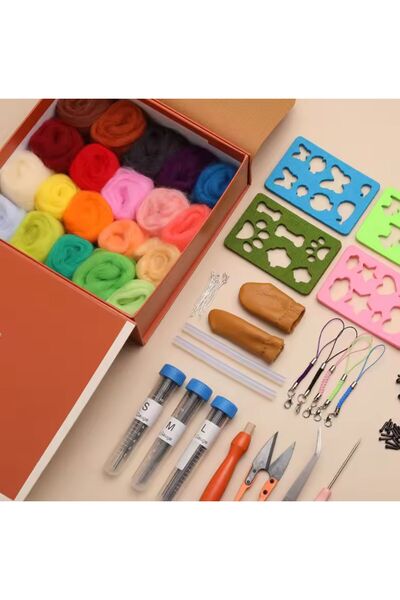 iğne izi Çantalı İğne Keçesi Seti, Yün Keçe Kiti, Keçe Başlangıç Seti, Kendin Yap Keçe