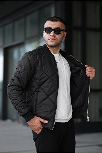 İBOSS MODA Quilted Bomber Seasonal Ribbed Lined Men's College Jacket