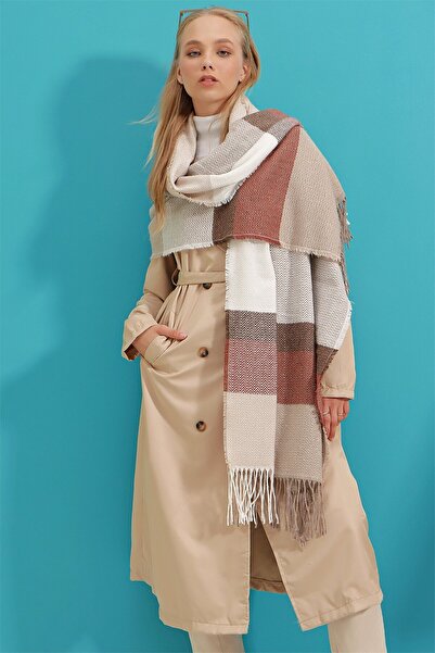 VAGGON Beige Color Block Shawl