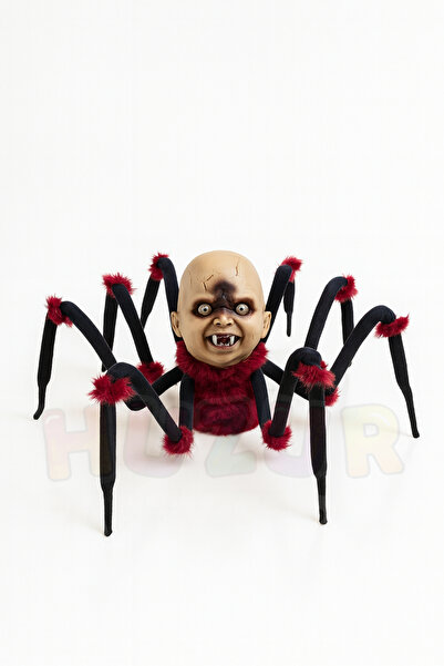 Huzur Party Store Hareket Eden Sesli Işıklı Örümcek Bebek 70 Cm Pilli Tüylü Halloween Cadılar Bayramı Sese Duyarlı