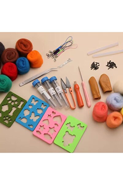 iğne izi Çantalı İğne Keçesi Seti, Yün Keçe Kiti, Keçe Başlangıç Seti, Kendin Yap Keçe