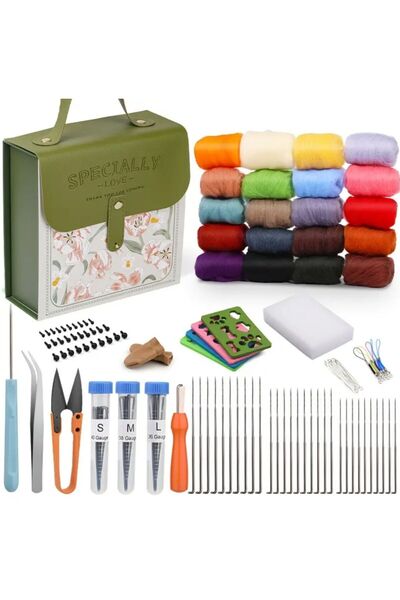 iğne izi Çantalı İğne Keçesi Seti, Yün Keçe Kiti, Keçe Başlangıç Seti, Kendin Yap Keçe