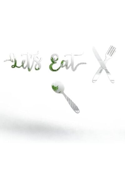 Slasa 5-Piece 3D Acrylic Wall Stickers by - 16 x 30 cm | Modern Kitchen Art with Fork, Spoon, and Kn