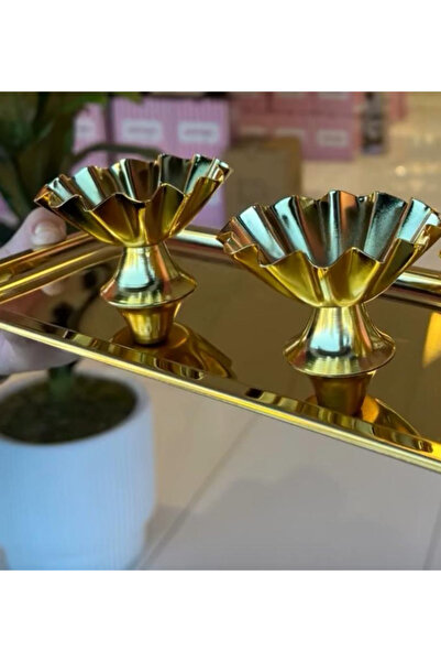 PONCİKPAZAR Akrilik Dekoratif Gold Renk 6 lı Lokumluk Kahve Yani Sunumluk İST...