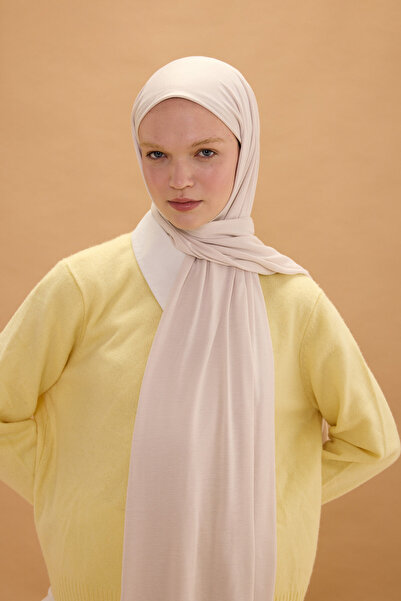 cs camellia scarf Σάλι από βαμβακερό χτενισμένο βαμβάκι - Εκρού