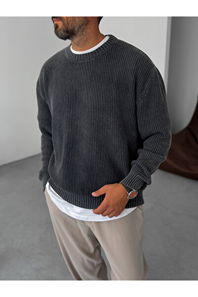 BYBASICMAN Μαύρο πλεκτό πουλόβερ oversized PM-027