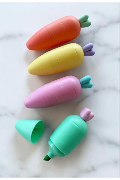 shop Sevimli Havuç Şeklinde Yeşil Pembe Turuncu ve Sarı Renkli Dört Adet Fosf...