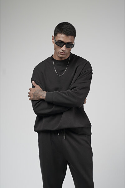 Butik Trend Biz Sweat Pants Top and Bottom Set Oversize Fit Crew Neck