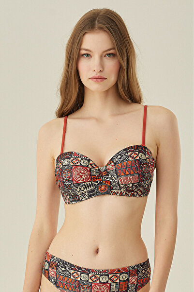 LOYA Renkli Lave Straplez Tek Üst Bikini