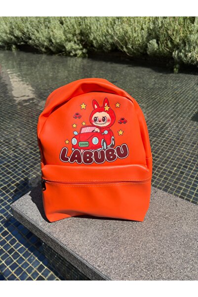 Kokoş İşler Orange Labubu Patterned Children's & Teenager's Backpack