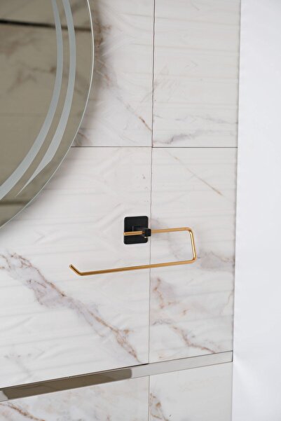 Sas Haus Gold & Siyah Kare Açık Solo Havluluk – Banyo Havlu Askısı, 22 cm (Ya...