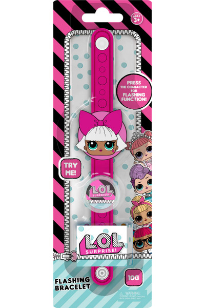 LOL Flashing Bracelet with Candy – Assorted Characters, 10g (1pc) x 12