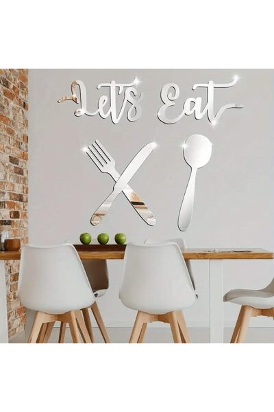 Slasa 5-Piece 3D Acrylic Wall Stickers by - 16 x 30 cm | Modern Kitchen Art with Fork, Spoon, and Kn