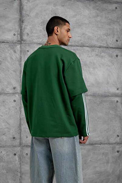 NOMARC Πράσινο φούτερ Yc4 Oversize με μανίκια ριγέ