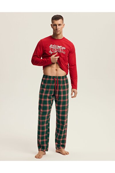 Henderson Set de pijamale bărbătesc cu motiv de Crăciun, pantaloni în carouri...