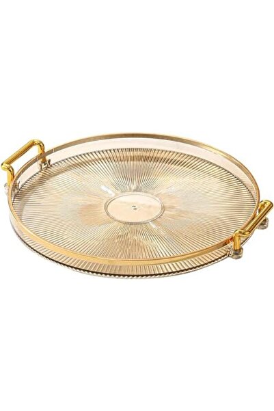 X SPRING Acrylic Food Tray, Round, Amber, Modern, BPA-Free, Easy to Clean, Perfect for Serving Food,