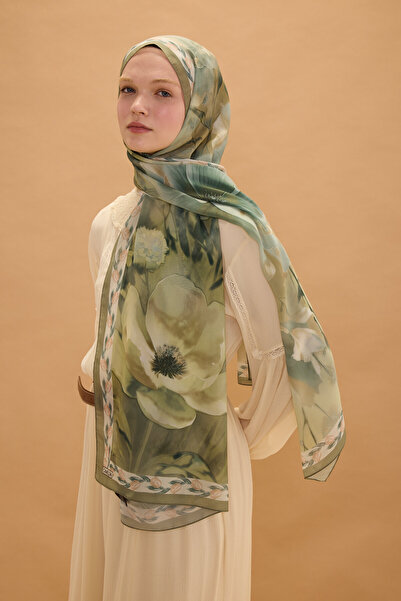cs camellia scarf Larissa İpek Krep Şal - Çağla
