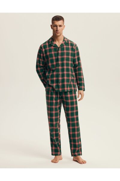 Henderson Set pijamale bărbătești cu model în carouri, cămașă și pantaloni cu...