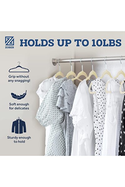 ZOBER Non-Slip Velvet Hangers – Ultra Thin Space-Saving Suit and Clothes Hangers with 360° Swivel