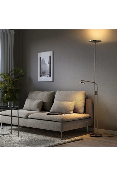 UZUNKAYA HOME Yer ve Okuma Lambası Nikelaj Kaplama 180 cm – Reostalı Ayarlana...