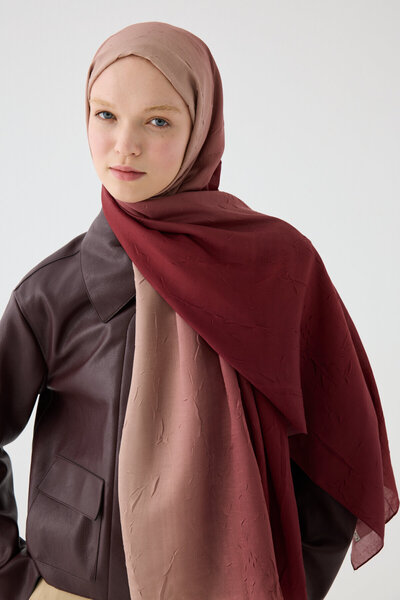 cs camellia scarf Gradient Cashmere Shawl - Burgundy Beige